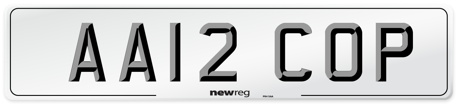 AA12 COP Number Plate from New Reg